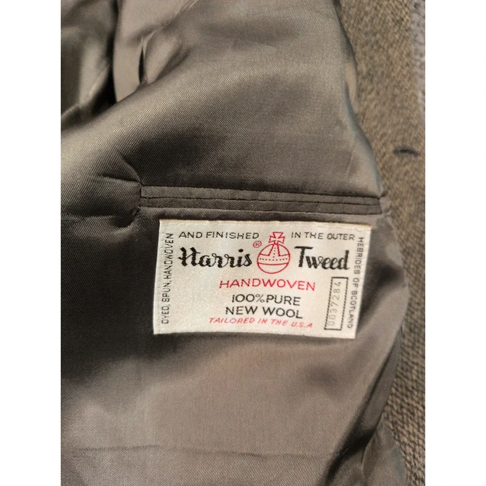 Nordstrom Harris‎ Tweed Wool Blazer Mens Brown Herringbone Sport Coat USA
